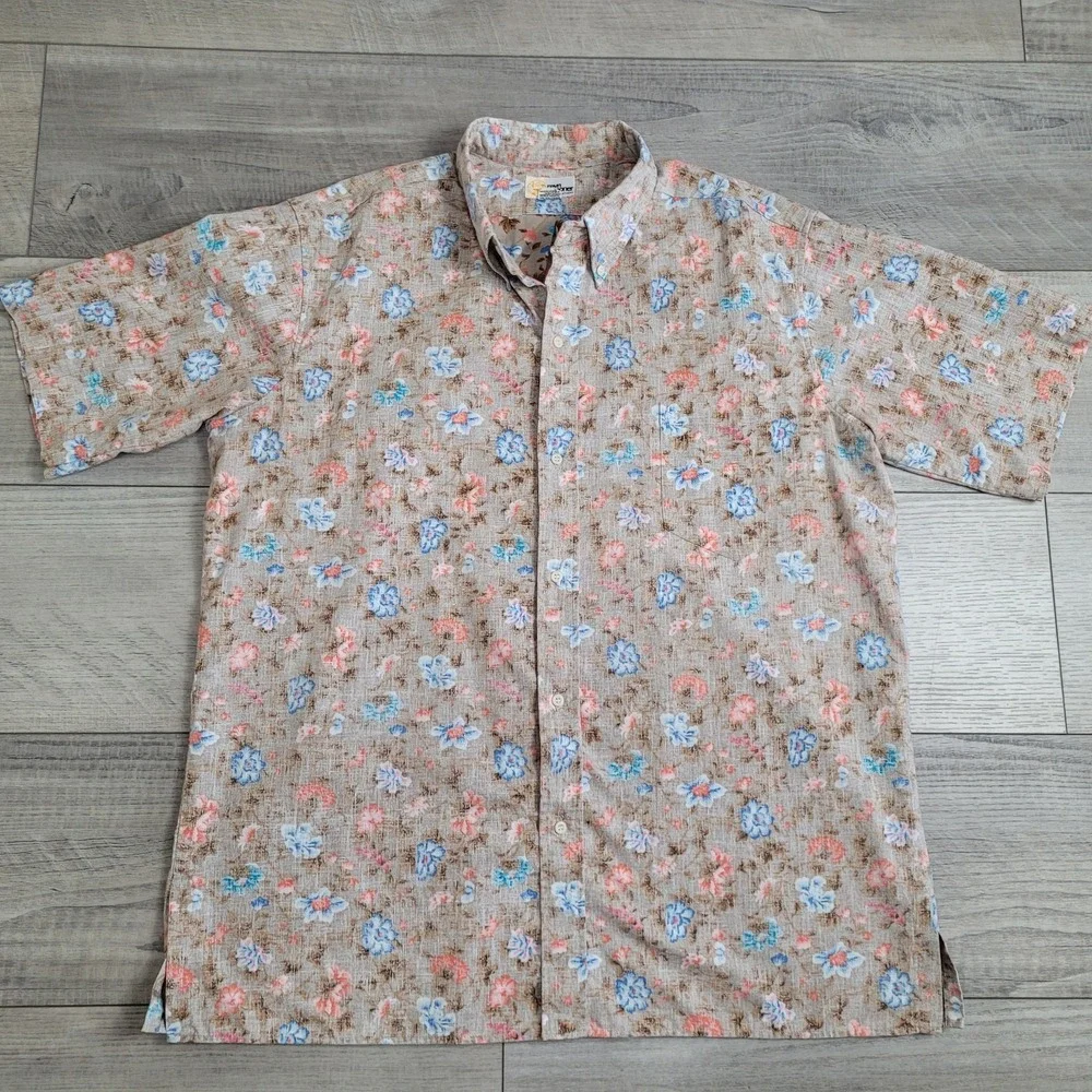 🌺 Vintage Reyn Spooner Floral Reverse Print Shirt Mens XXL Made Hawaii Resort